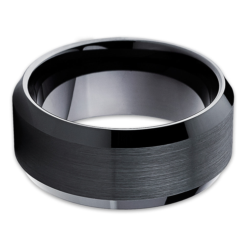 10mm - Black Tungsten Band - Black Tungsten - Tungsten Wedding Band - Men's - Clean Casting Jewelry