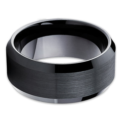 10mm - Black Tungsten Band - Black Tungsten - Tungsten Wedding Band - Men's - Clean Casting Jewelry