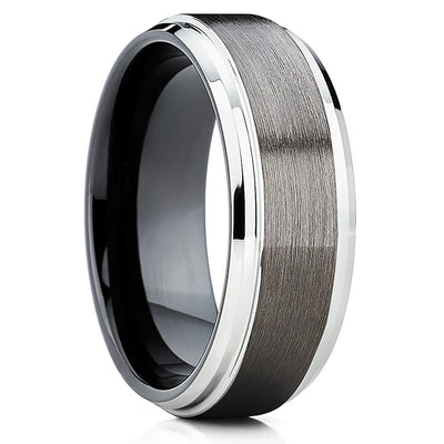 Black Tungsten Band - Men's Tungsten Ring - Gunmetal Ring - 8mm - Clean Casting Jewelry