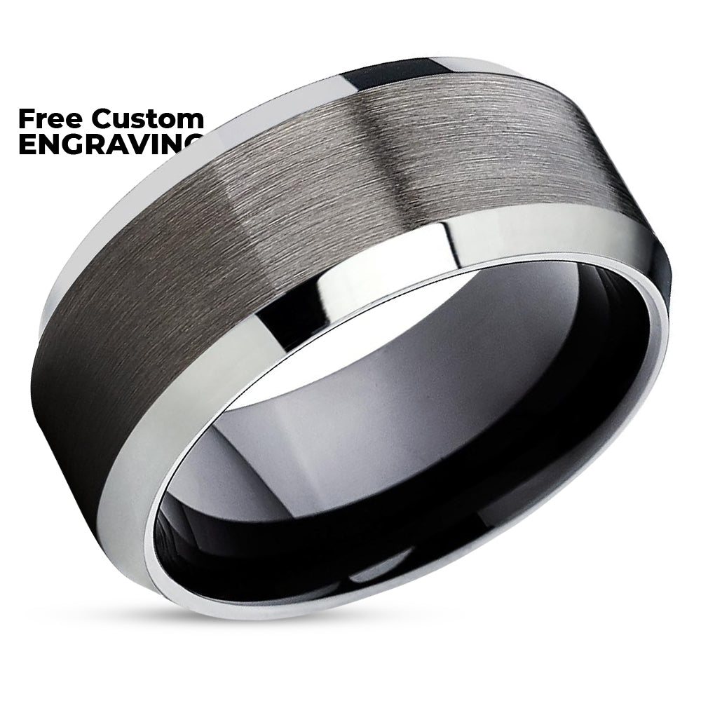 Black Tungsten Wedding Band - Gunmetal - Gray Tungsten Ring - Gunmetal Wedding Ring