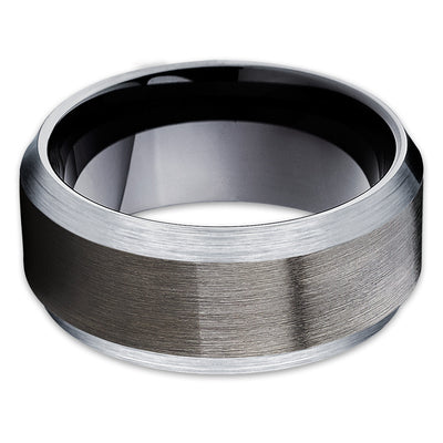 Unique Gunmetal Tungsten Wedding Band - Black Tungsten Ring - Men's Band - Clean Casting Jewelry