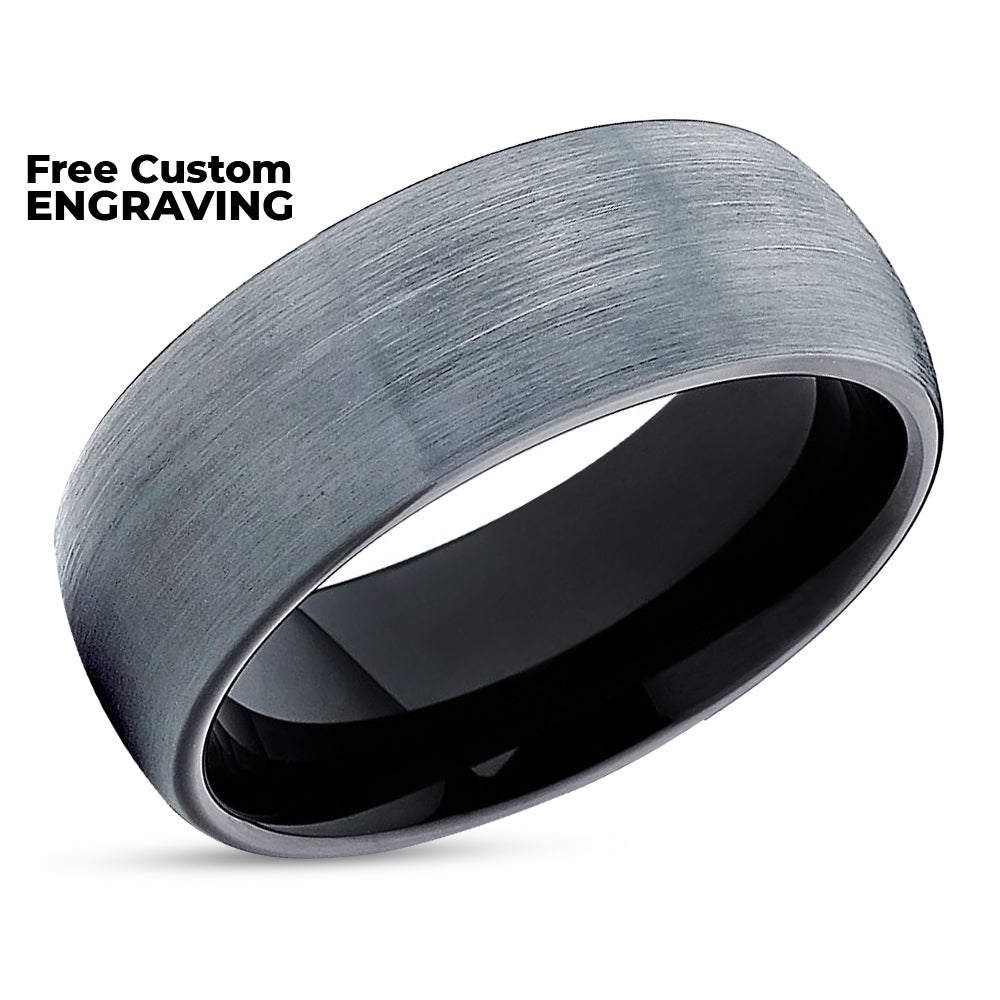Black Wedding Band - Gray Tungsten Wedding Ring - Tungsten Carbide Ring - Black