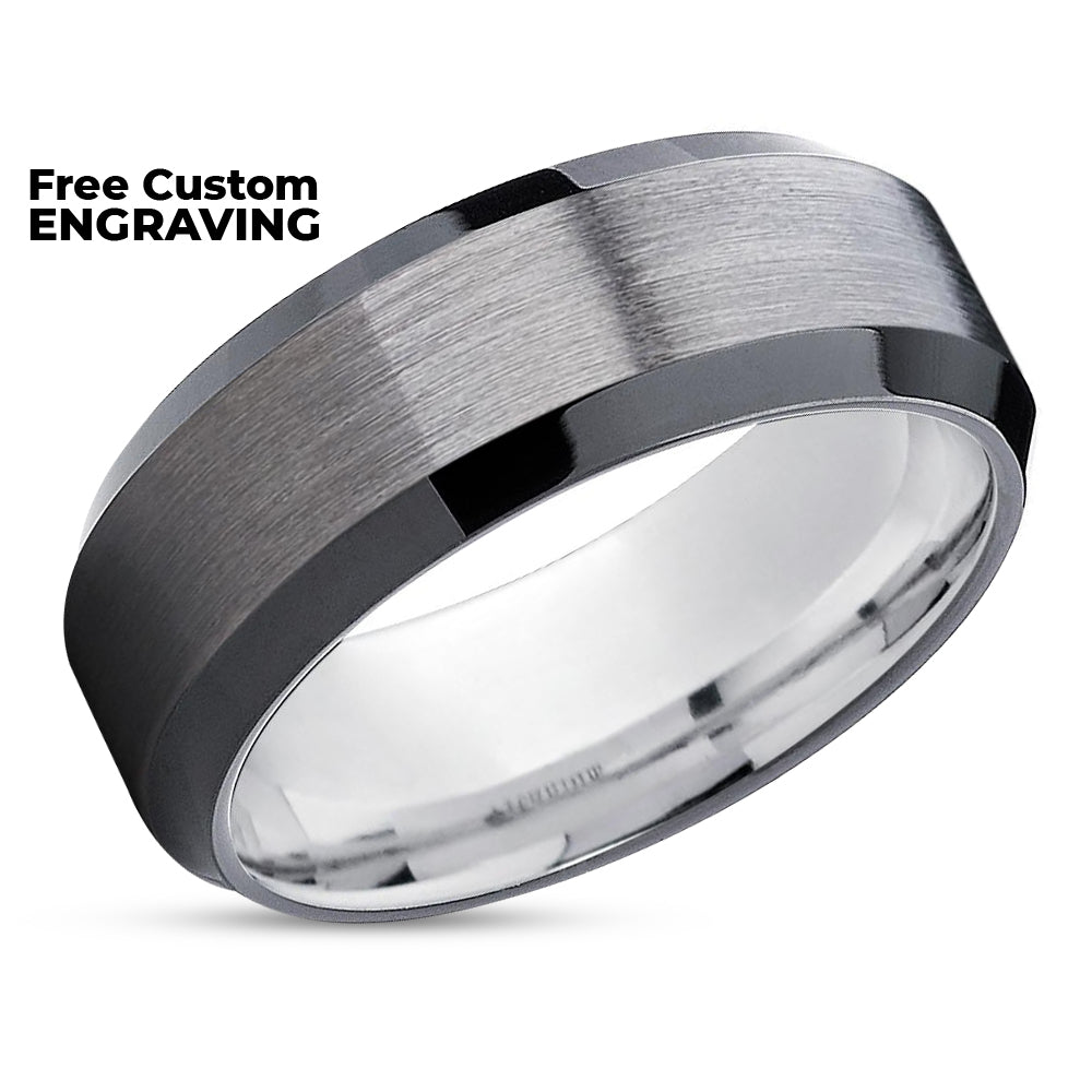 Black Tungsten Wedding Band - Gunmetal Ring - Gunmetal Wedding Ring - Gunmetal Band