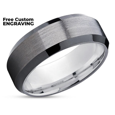 Black Tungsten Wedding Band - Gunmetal Ring - Gunmetal Wedding Ring - Gunmetal Band