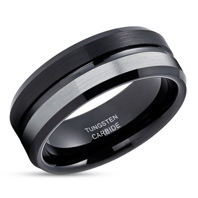Black Tungsten Ring - Black Tungsten Band - Tungsten Wedding Band - Black Wedding Ring