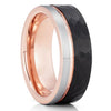 Black Wedding Ring - Rose Gold Tungsten Ring - Engagement Ring - 18k Rose Gold Ring