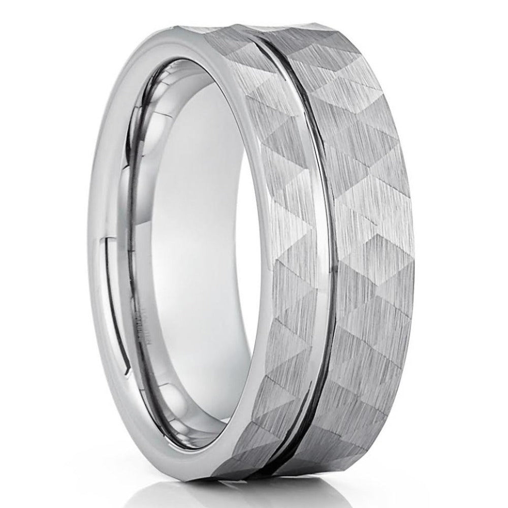 Man's Wedding Ring - Tungsten Wedding Ring - Silver Tungsten Ring - Wedding Ring - Band