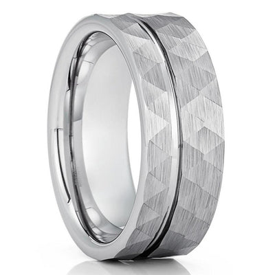 Man's Wedding Ring - Tungsten Wedding Ring - Silver Tungsten Ring - Wedding Ring - Band