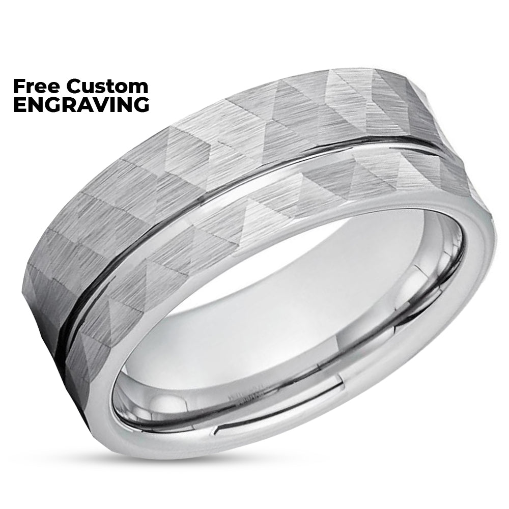 Man's Wedding Ring - Tungsten Wedding Ring - Silver Tungsten Ring - Wedding Ring - Band