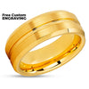 Yellow Gold Tungsten Ring - Brush - Yellow Gold Tungsten Ring - 18k Yellow Gold