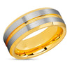 Men's Tungsten Wedding Band - Yellow Gold Tungsten - 8mm Tungsten Ring - 6mm Ring