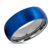 Gunmetal Tungsten Wedding Band - Blue Wedding Band - Tungsten Wedding Ring