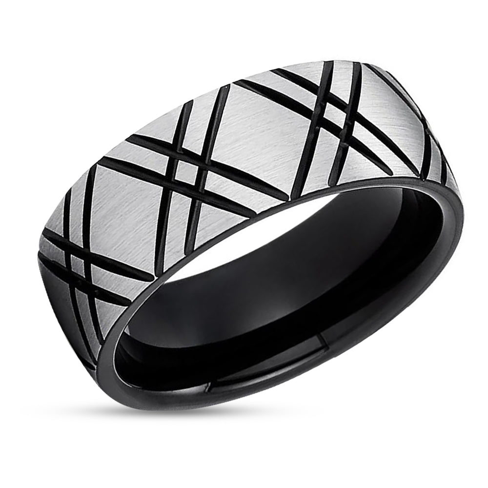 Black Tungsten Wedding Band - Gray Tungsten Ring - Tungsten Carbide Ring - 8mm Ring