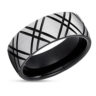 Black Tungsten Wedding Band - Gray Tungsten Ring - Tungsten Carbide Ring - 8mm Ring