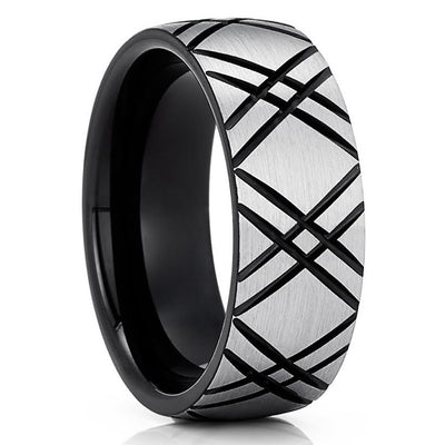 Black Tungsten Wedding Band - Gray Tungsten Ring - Tungsten Carbide Ring - 8mm Ring