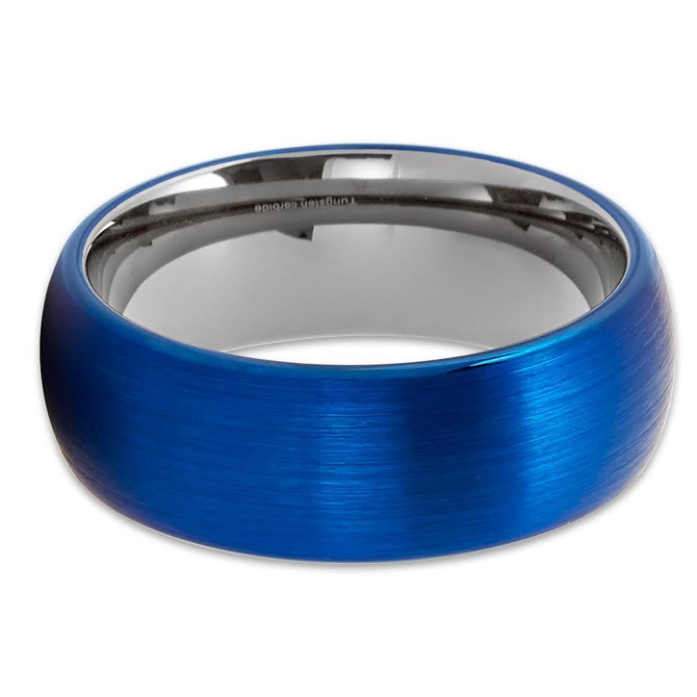 Gunmetal Tungsten Wedding Band - Blue Wedding Band - Tungsten Wedding Ring - Clean Casting Jewelry