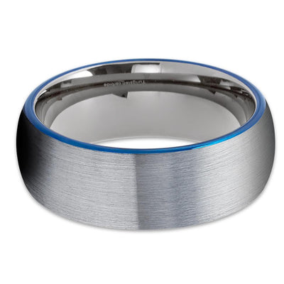 Blue Tungsten Wedding Band - Gray Tungsten Ring - Tungsten Wedding Band - Clean Casting Jewelry