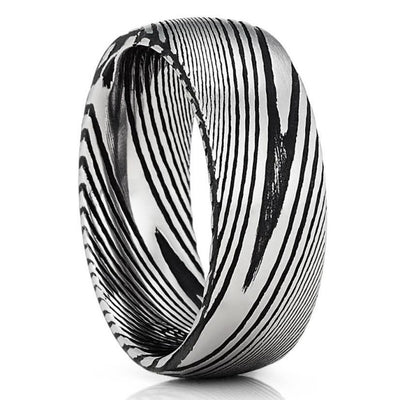 Damascus Steel Wedding Ring - 8mm Ring - Damascus Steel Ring - Wedding Band