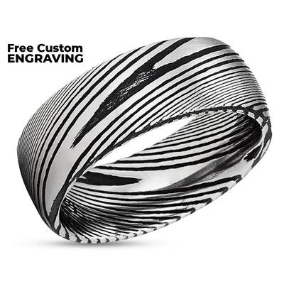 Damascus Steel Wedding Ring - 8mm Ring - Damascus Steel Ring - Wedding Band