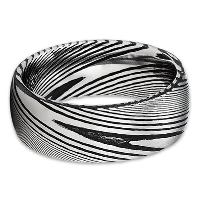 Damascus Steel Wedding Ring - 8mm Ring - Damascus Steel Ring - Wedding Band