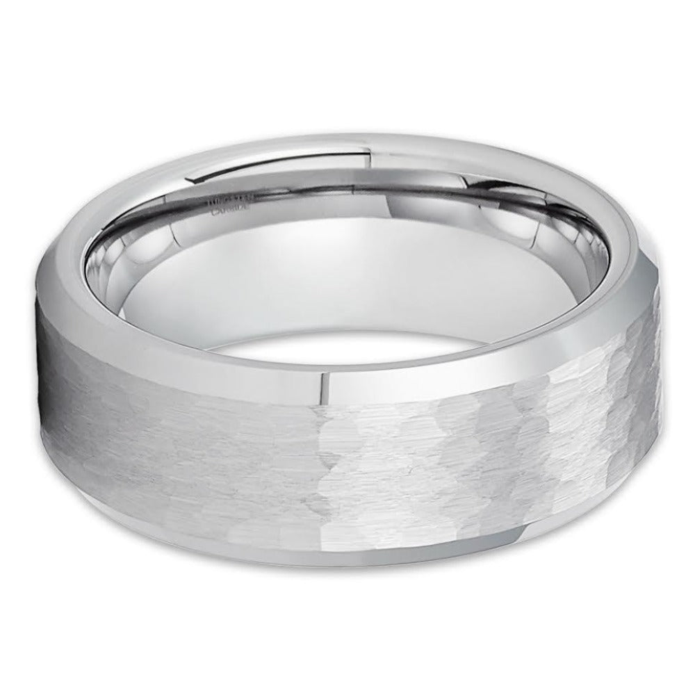 Man's Tungsten Ring - Women's Tungsten Ring - Hammered Wedding Ring - Band