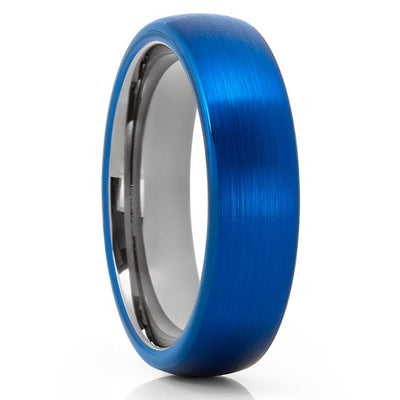 Gunmetal Tungsten Wedding Band - Blue Wedding Band - Tungsten Wedding Ring - Clean Casting Jewelry
