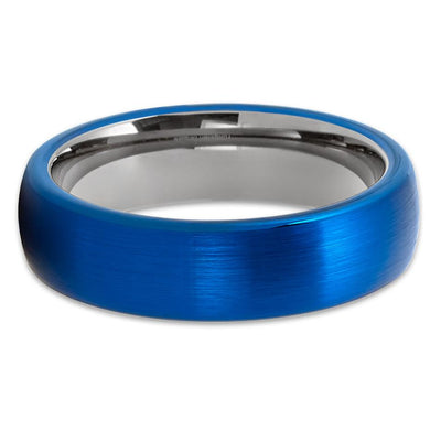 Gunmetal Tungsten Wedding Band - Blue Wedding Band - Tungsten Wedding Ring - Clean Casting Jewelry