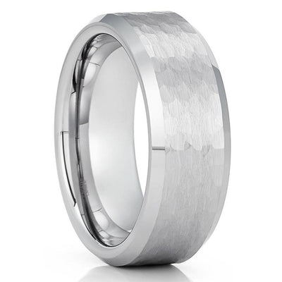 Man's Tungsten Ring - Women's Tungsten Ring - Hammered Wedding Ring - Band