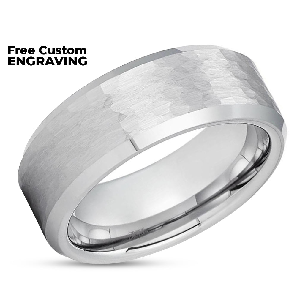 Man's Tungsten Ring - Women's Tungsten Ring - Hammered Wedding Ring - Band