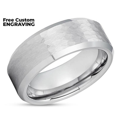 Man's Tungsten Ring - Women's Tungsten Ring - Hammered Wedding Ring - Band