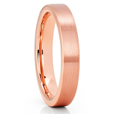 Rose Gold Tungsten Ring - Rose Gold Tungsten Wedding Band - Brush - Comfort Fit - Clean Casting Jewelry