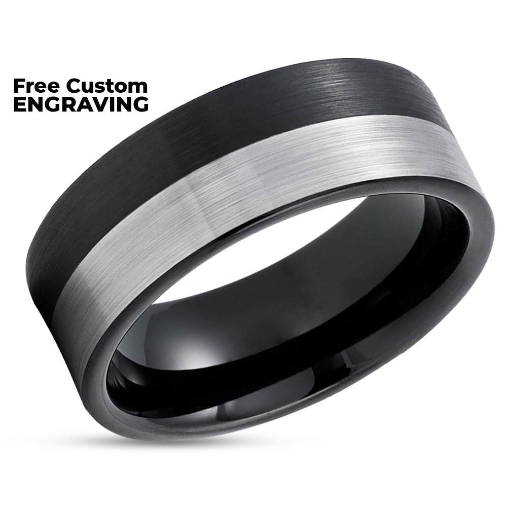 Black Tungsten Wedding Band - Black Wedding Ring - 8mm Wedding Ring - Black Ring