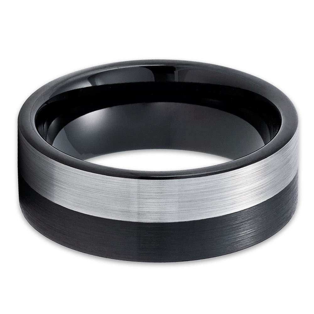 Black Tungsten Wedding Band - Black Wedding Ring - 8mm Wedding Ring - Black Ring