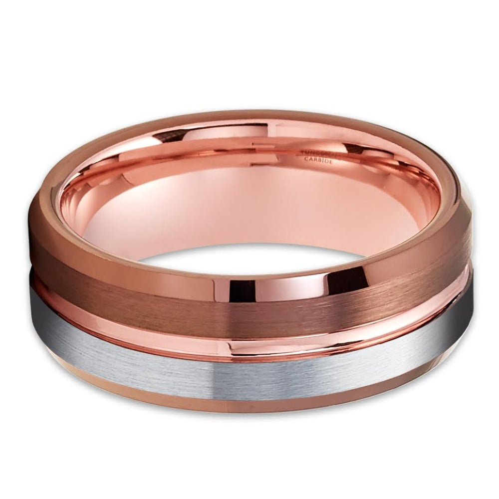 Espresso Tungsten Wedding Ring - Espresso Tungsten Ring - Wedding Ring - Rose Gold