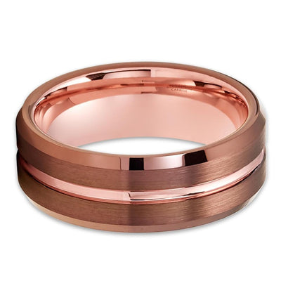 Espresso Wedding Rings - Tungsten Wedding Band - Espresso Wedding Band - Rose Gold