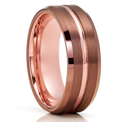 Espresso Wedding Rings - Tungsten Wedding Band - Espresso Wedding Band - Rose Gold