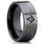 Masonic Wedding Band - Gunmetal Tungsten Ring - Masonic Wedding Ring - Black