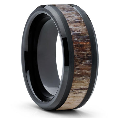 10mm - Deer Antler Wedding Band - Deer Antler Ring - Tungsten Ring - Band - Clean Casting Jewelry