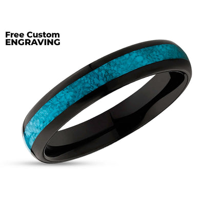 4mm Wedding Ring - Turquoise Wedding Ring - Black Wedding Ring - Turquoise Ring