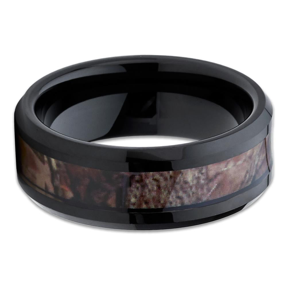 Camouflage Tungsten Ring - Black Tungsten Ring - Men's Tungsten Ring - Clean Casting Jewelry