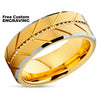 Yellow Gold Tungsten Ring - Wedding Band - 8mm - Yellow Gold Tungsten Band