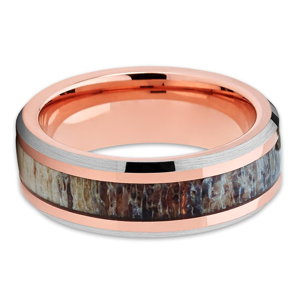 6mm - Deer Antler Wedding Band - Wedding Ring - Rose Gold - Tungsten - Clean Casting Jewelry