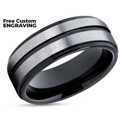 Black Tungsten Wedding Band - Gray Tungsten Ring - Men's Wedding Ring - Gray Ring