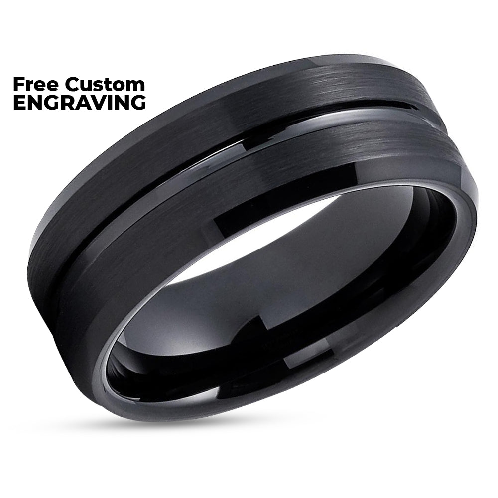 Black Tungsten Ring - Black Wedding Ring - Wedding Ring - Wedding Band - Black Ring