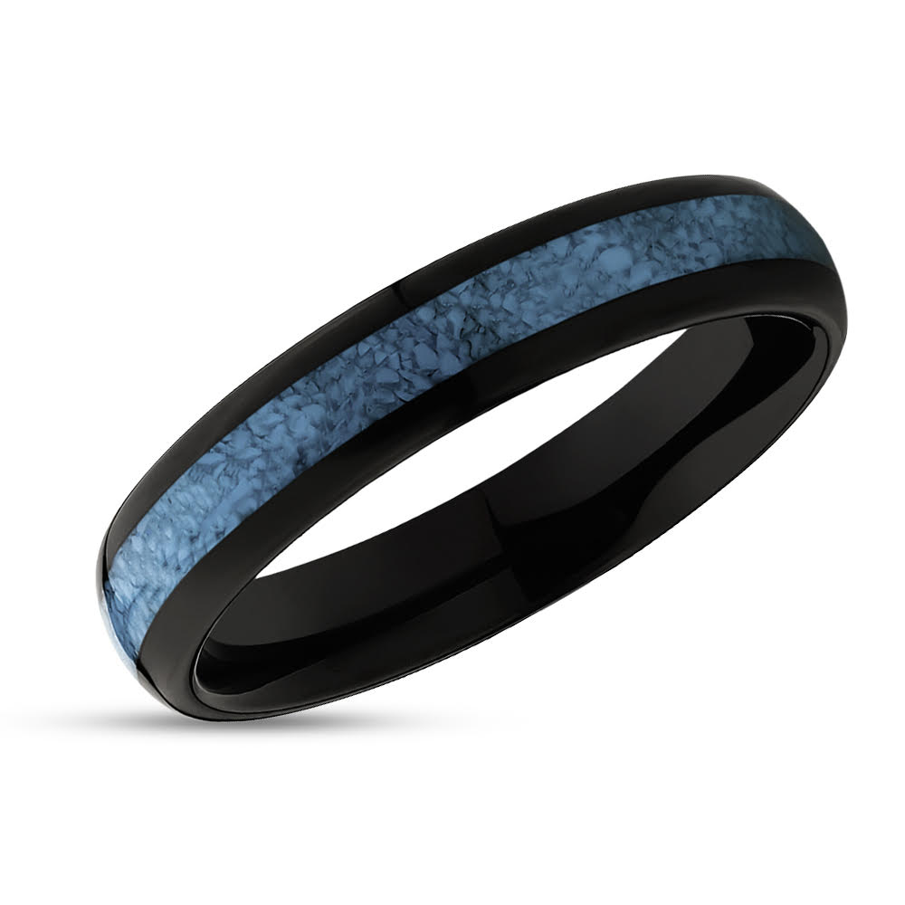 4mm Wedding Ring - Turquoise Wedding Ring - Black Wedding Ring - Turquoise Ring