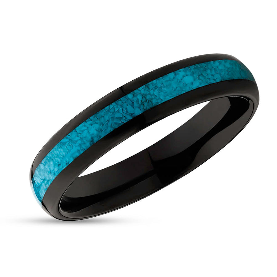 4mm Wedding Ring - Turquoise Wedding Ring - Black Wedding Ring - Turquoise Ring