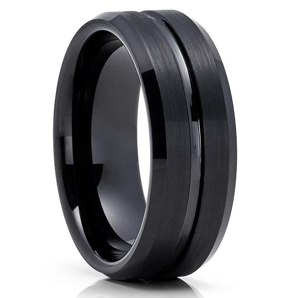 Black Wedding Ring - 10mm Wedding Ring - Black Tungsten Ring - 6mm Wedding Ring - 8mm