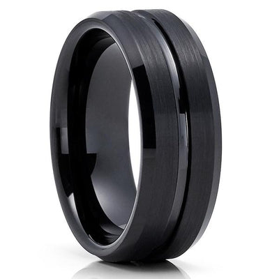 Black Wedding Ring - 10mm Wedding Ring - Black Tungsten Ring - 6mm Wedding Ring - 8mm