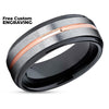7mm Wedding Ring - Black Wedding Ring - Rose Gold Tungsten Ring - Ring - Silver Ring