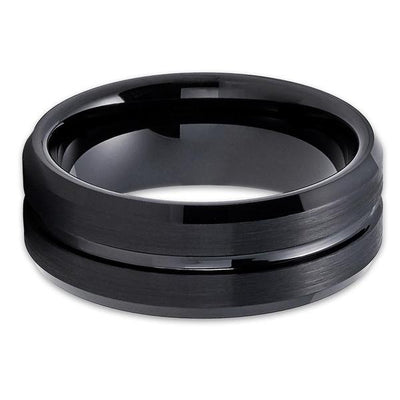 Black Wedding Ring - 10mm Wedding Ring - Black Tungsten Ring - 6mm Wedding Ring - 8mm